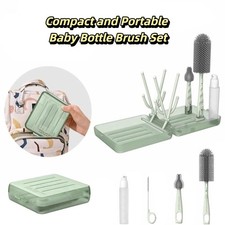 Travel Bottle Brush Bottle Cleaner Kit Baby Bottle Brush Set Bottle Drying Rack