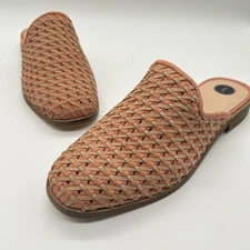 Journee Collection Mules Womens 8.5 Tan Pink Woven Leather Slip On Flat Perri