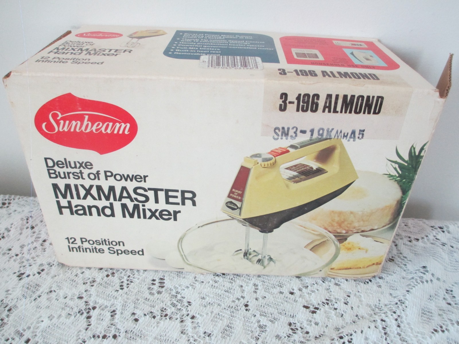 Vintage Sunbeam Mixmaster Hand Mixer 5 Speed Burst Of Power 