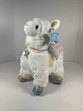FAO Schwarz Glow Brights Rainbow Llama Plush Stuffed Animal Toy Lights Up Sounds