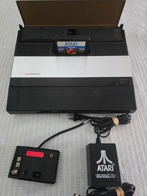 Atari 5200 4 Port Console with 2 Controllers, PSU, RF Switch Box, and Pac Man