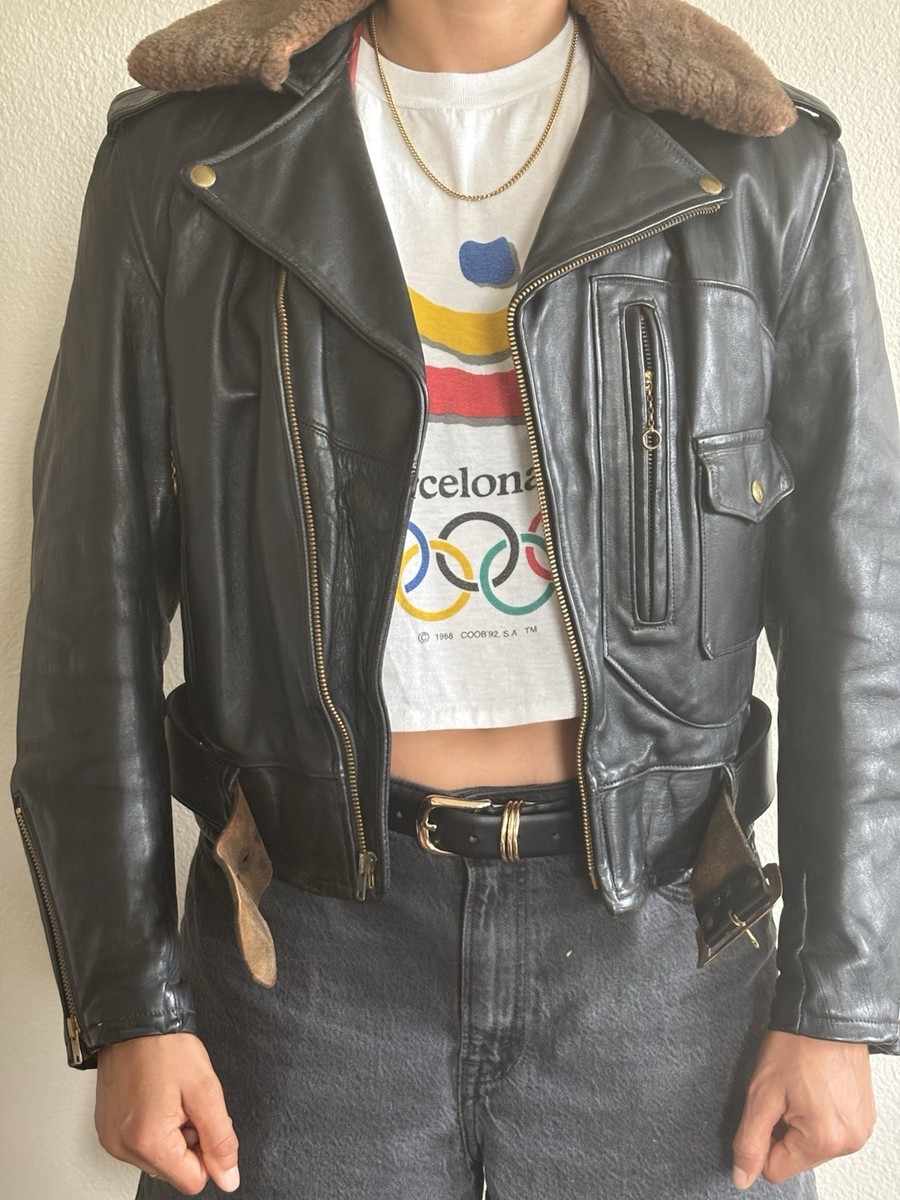 Vintage 50s Sears Hercules Horsehide Leather Motocycle Jacket 36