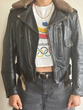 Vintage 50s Sears Hercules Horsehide Leather Motocycle Jacket 36