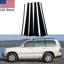 6pcs Glossy Piano Black Pillar Posts Window Covers For 98-07 Toyota Land Cruiser