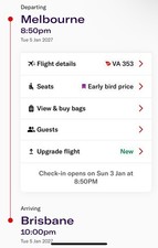 Melbourne (MEL) to Brisbane (BNE) Flight Ticket Tue 5 Jan 2027