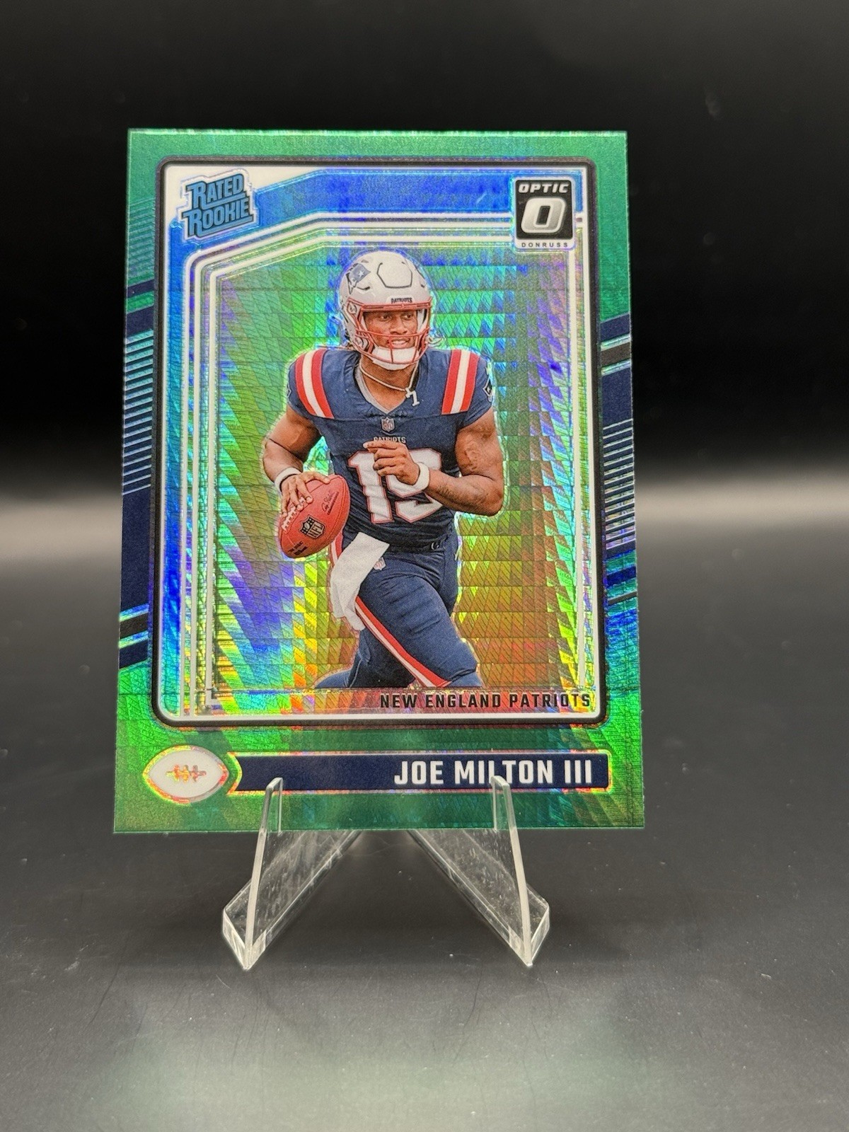 Joe Milton III | 2024 Donruss Optic | Green Hyper | RC | #255 Patriots