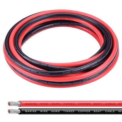6 Gauge Wire, 10Ft Black & 10Ft Red 6 Awg Tinned Copper Electrical Wire C