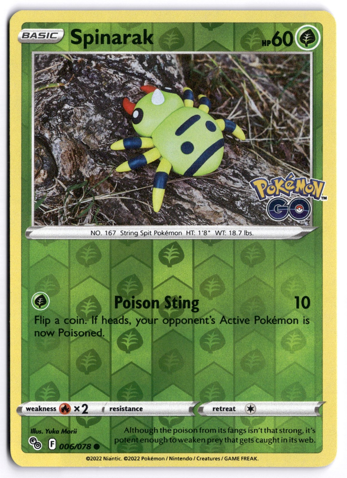 Pokémon Go Spinarak Reverse Holo #6 Near Mint
