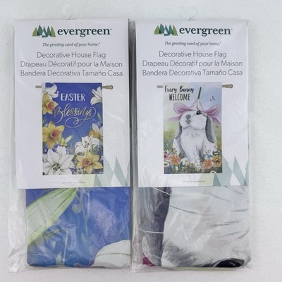 Blessings Easter & Bunny Flower Time Welcome House Flag, 2 Flags 29'' x 43''