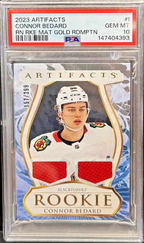 2023-24 UD Artifacts Rookie Material Gold Rdmptn #1 ~ Connor Bedard RC  *PSA 10*