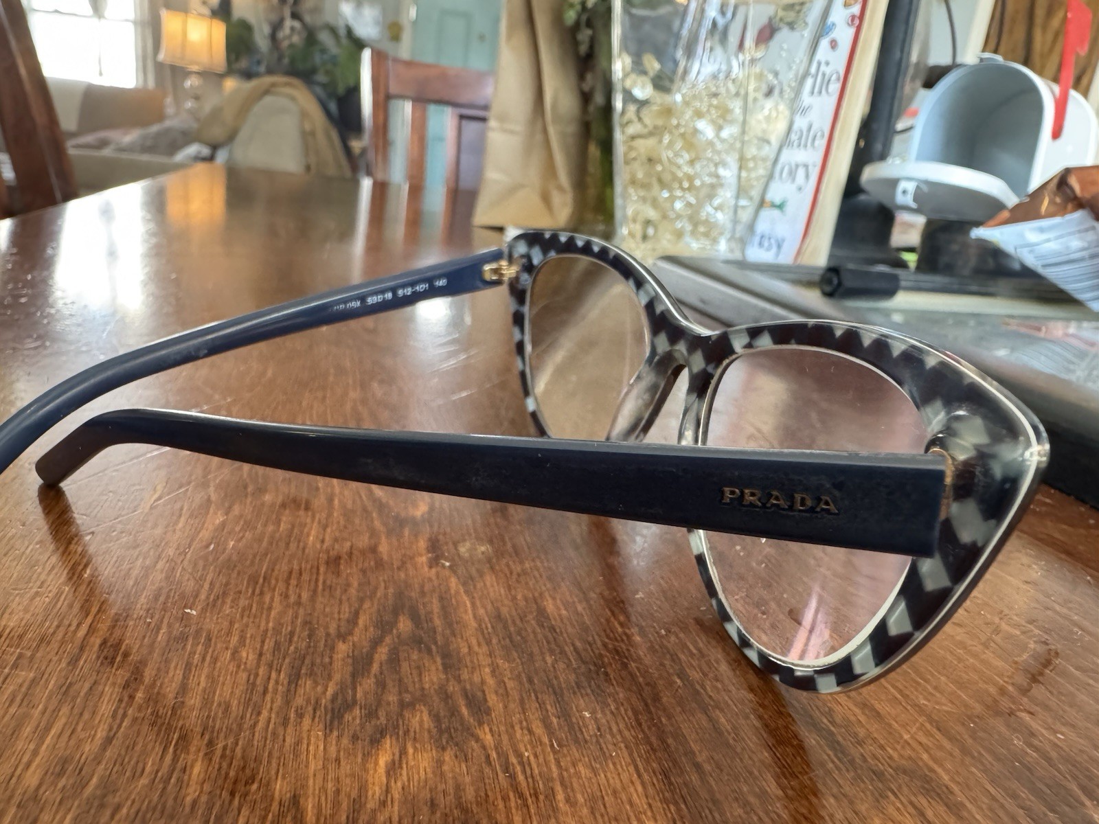 Prada PR 05XV cat-eye eyeglasses in a Havana/tortoiseshell color. Used thumbnail 4