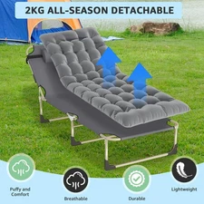 In/Outdoor Folding Deck Chair With Cotton Cushion For Patio/Office/Garden