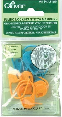 3 Pack - Clover Jumbo Locking Stitch Markers-12/Pkg - 3109