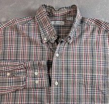 Gustin Button Up Shirt USA Made Long Sleeve Button Cotton Plaid Gray Men's M TL