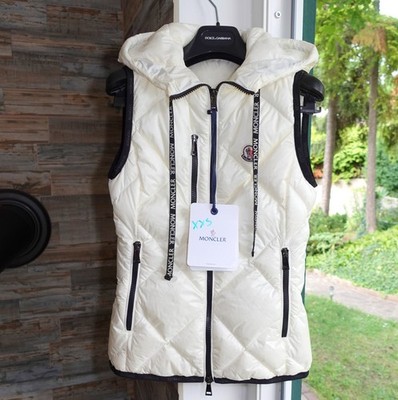 MONCLER JACKET 00 sucrex logo down vest gilet xxs xs s white ivory creme