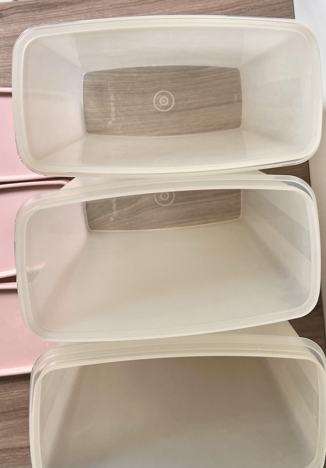 Set 3 Tupperware Cereal Keeper 1588 -3 - 20 Cup Container Pink Flip Lid 1590 -1