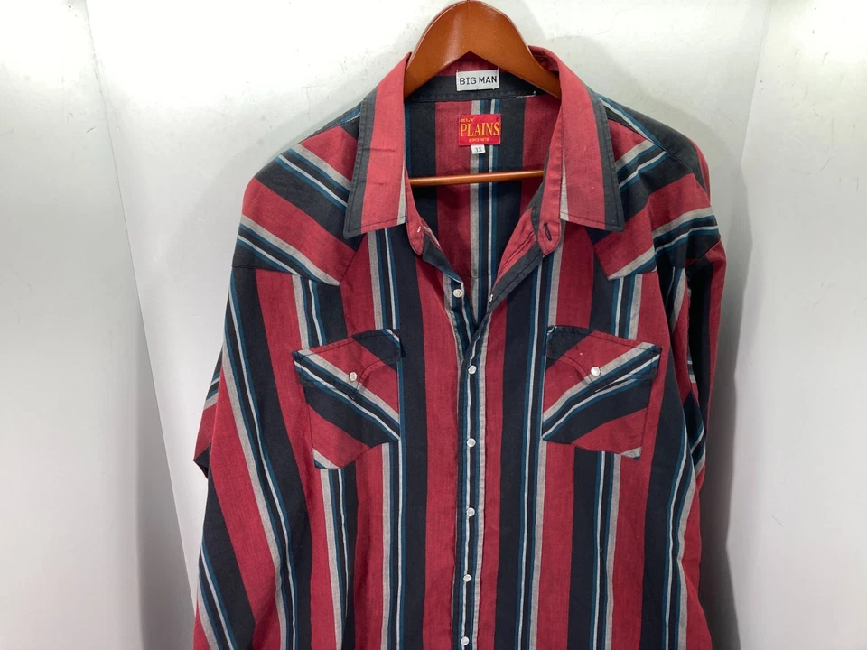 Camisa Ely Plains Western Para Hombres 3X Multicolor Rayas Frente a Presión Vaquero De Colección Foto 4 de 4