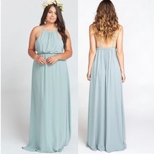 Show Me Your Mumu Amanda Silver Sage Green Blue Maxi Dress Women's X-Large XL