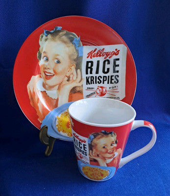 Kellogs Vintage Stil Frühstückset Teller & Becher Set Sammeln selten 