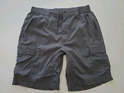 The North Face Sz M x 9'' Charcoal NYLON Cargo Shorts Ripstop Elastic Waistband 