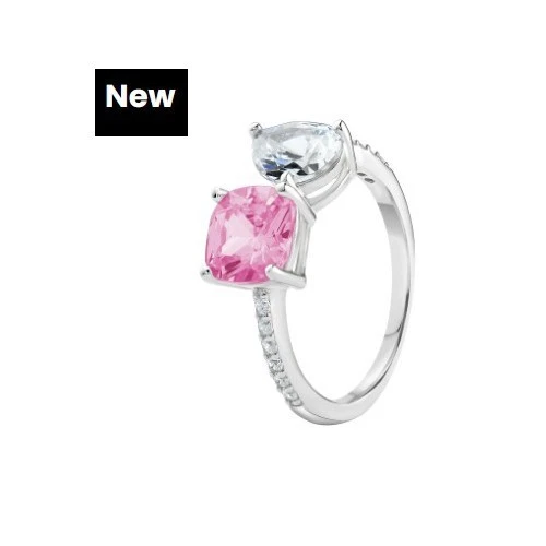 Bague Argent 925 Zircons Roses Et Blancs - Taille 53 - Occasion - Sterling Silver