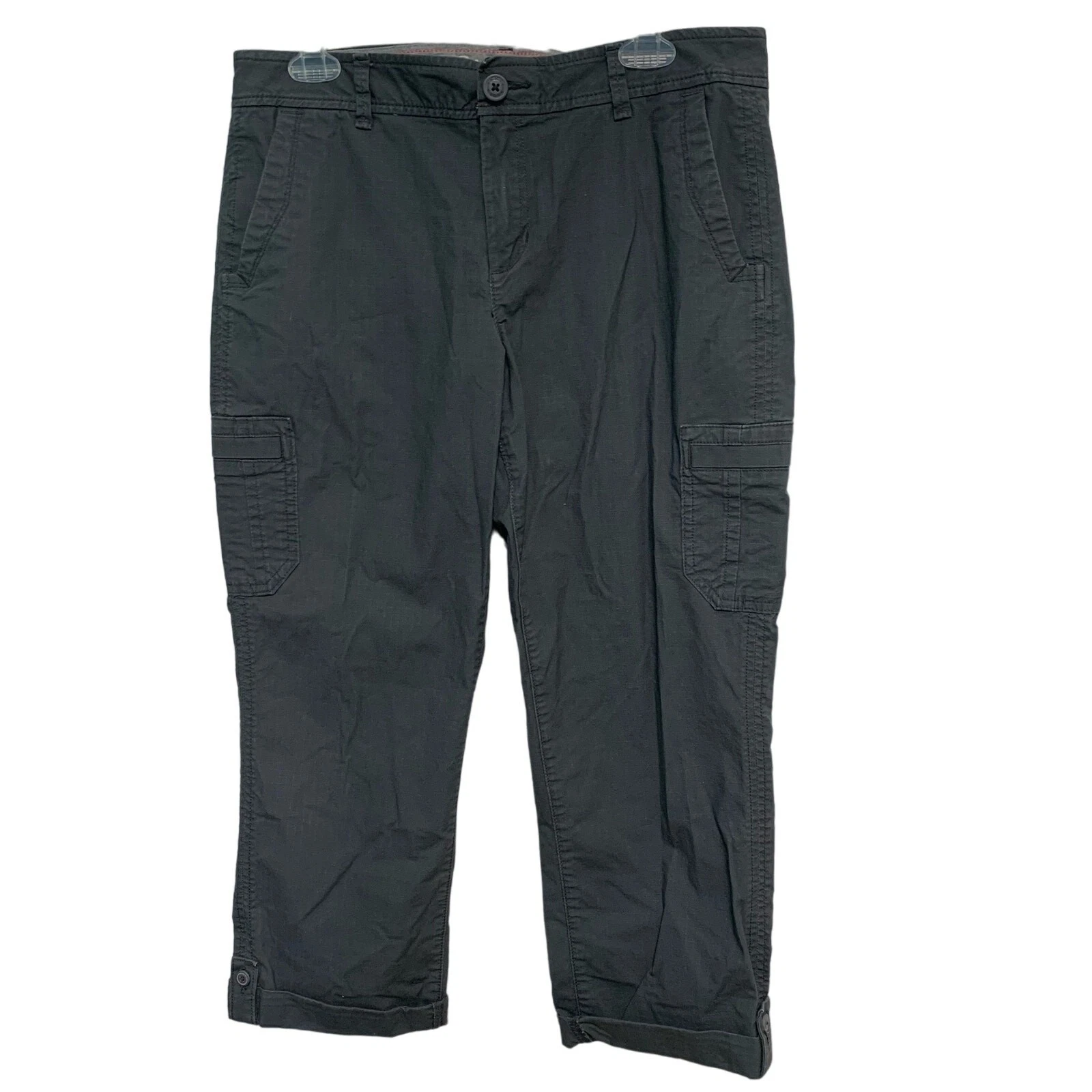 Eddie Bauer Women’s Gray Cargo Slightly Curvy Crop Capri Pants Size 10
