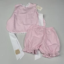 The Beaufort Bonnet Company 4T Talbott Tie Side Pink Greenbriar Gingham 2pc