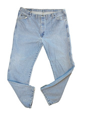 Wrangler Denim Blue Jeans Men's Size 42x31 Straight Leg Light Wash 96501DS Chore