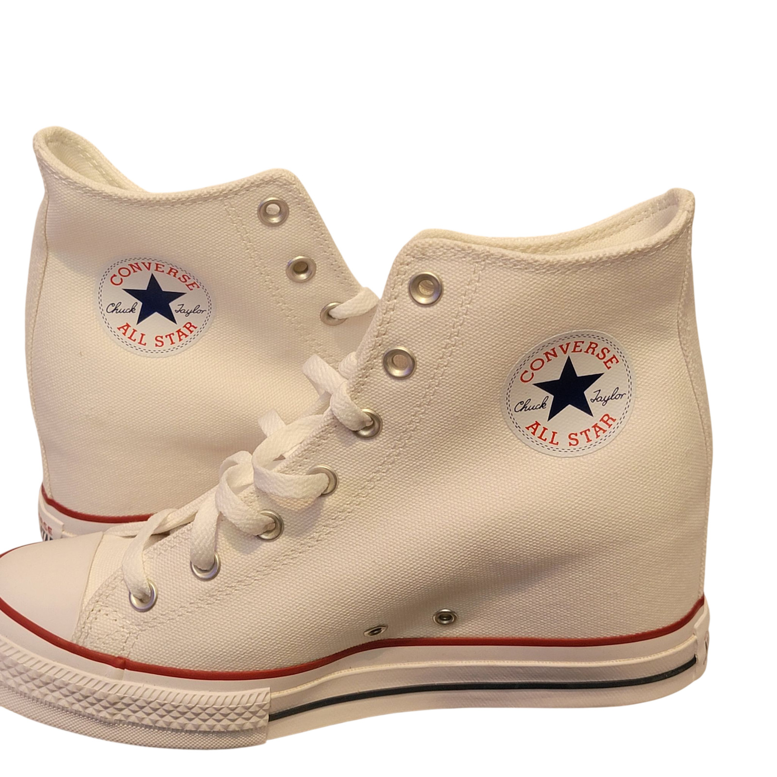 Converse Chuck Taylor All Star Womens 10.5 Hi White Canvas Wedge Hidden Heel thumbnail 6
