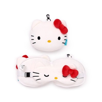 RELAXEAZZZ HELLO KITTY SUPERWEICHES PLÜSCH-REISEKISSEN KISSEN & AUGENMASKE