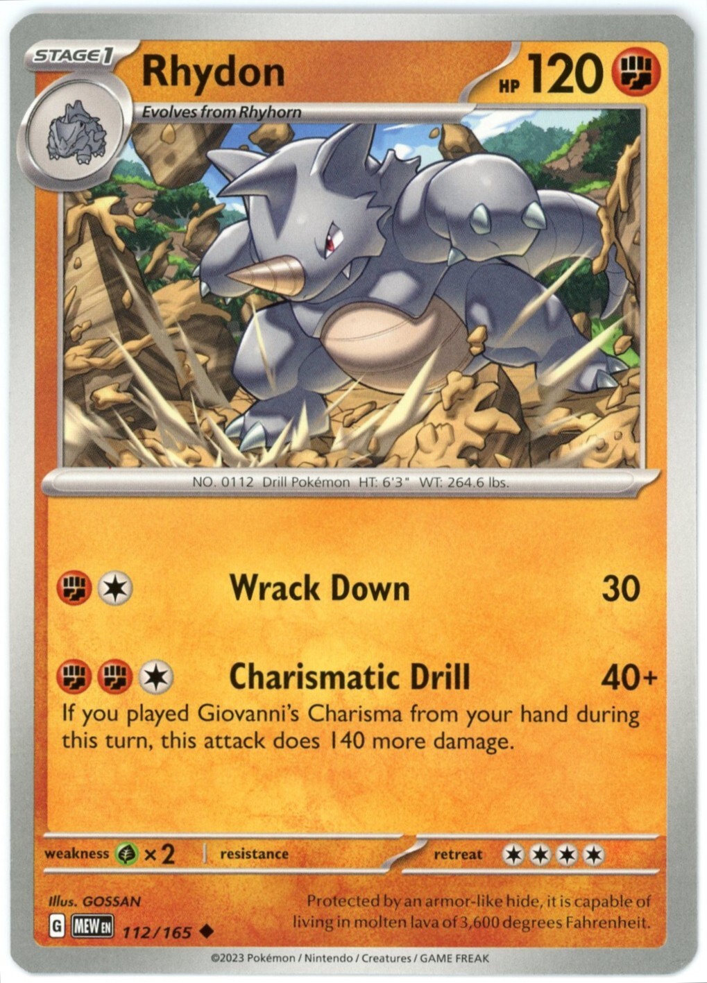 Rhydon - 112/165 - Scarlet & Violet 151 - Pokemon - NM