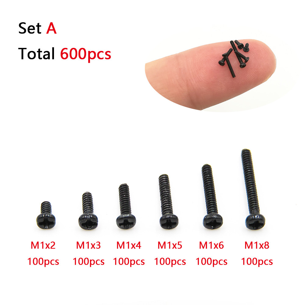 1000Pcs Mini Screw Kit M1 M1.2 M1.4 M1.7 Phillips Pan Head Micro Screws - Foto 11