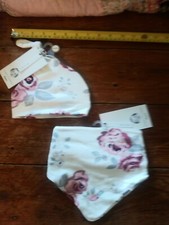 New nwt Gerber pink roses bandana bib and newborn cap baby infant girl sweet set