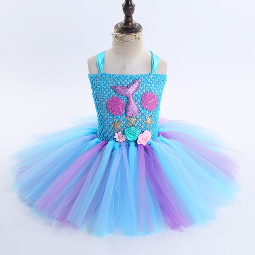 iEFiEL Kids Girls Princess Mermaid Rainbow Tutu Dress Party Birthday AU - Picture 4 of 40