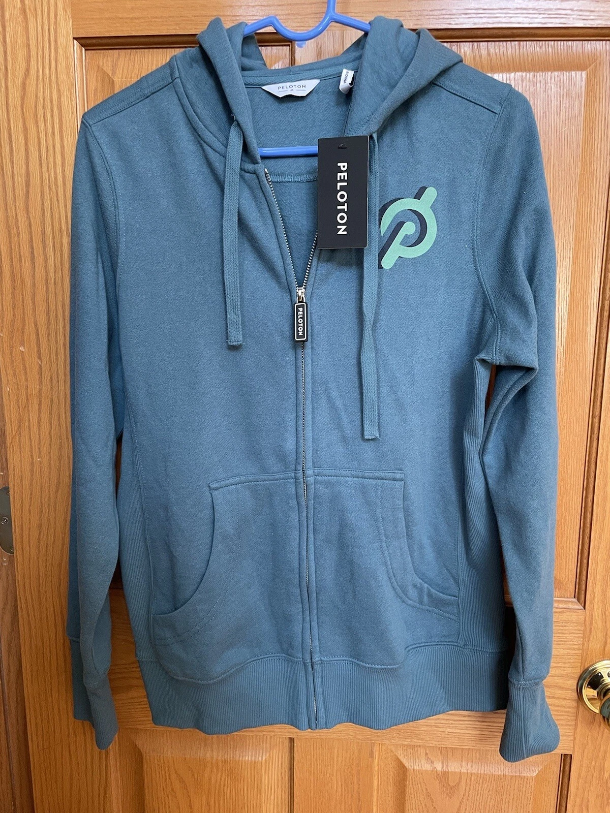 Peloton Women Medium Teal Lightweight Full Zip Hoodie Bloom Design New W/ Tags