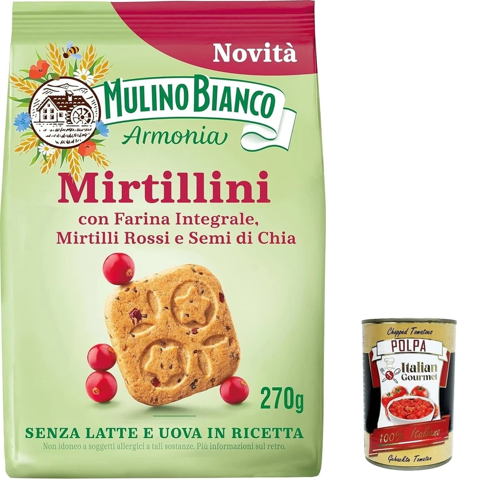 ITALIAN GOURMET E.R. 6x Mulino Bianco Mirtillini Rote Blaubeeren, Chiasamen 270g+Italian Polpa 400g