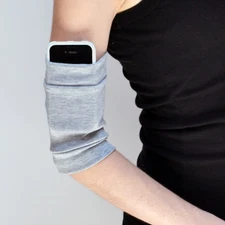 Gray Cotton Arm Bands Cycling Cuffs Running Phone ID Holder Workout Sweatbands