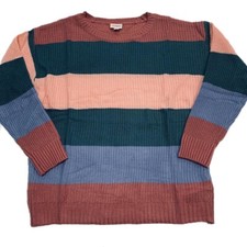 LuLaRoe 3XL Mariah Sweater Mauve Pink Blue Turquoise Striped NWOT