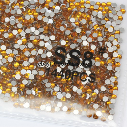 1440pc 2.5mm (ss8) Crystal Glass Rhinestones Flatback Gems Nail Art Crafts Decor - Picture 43 of 81