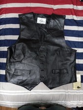 Vichen Usa Men's Black Leather Vest Vintage Size 1X