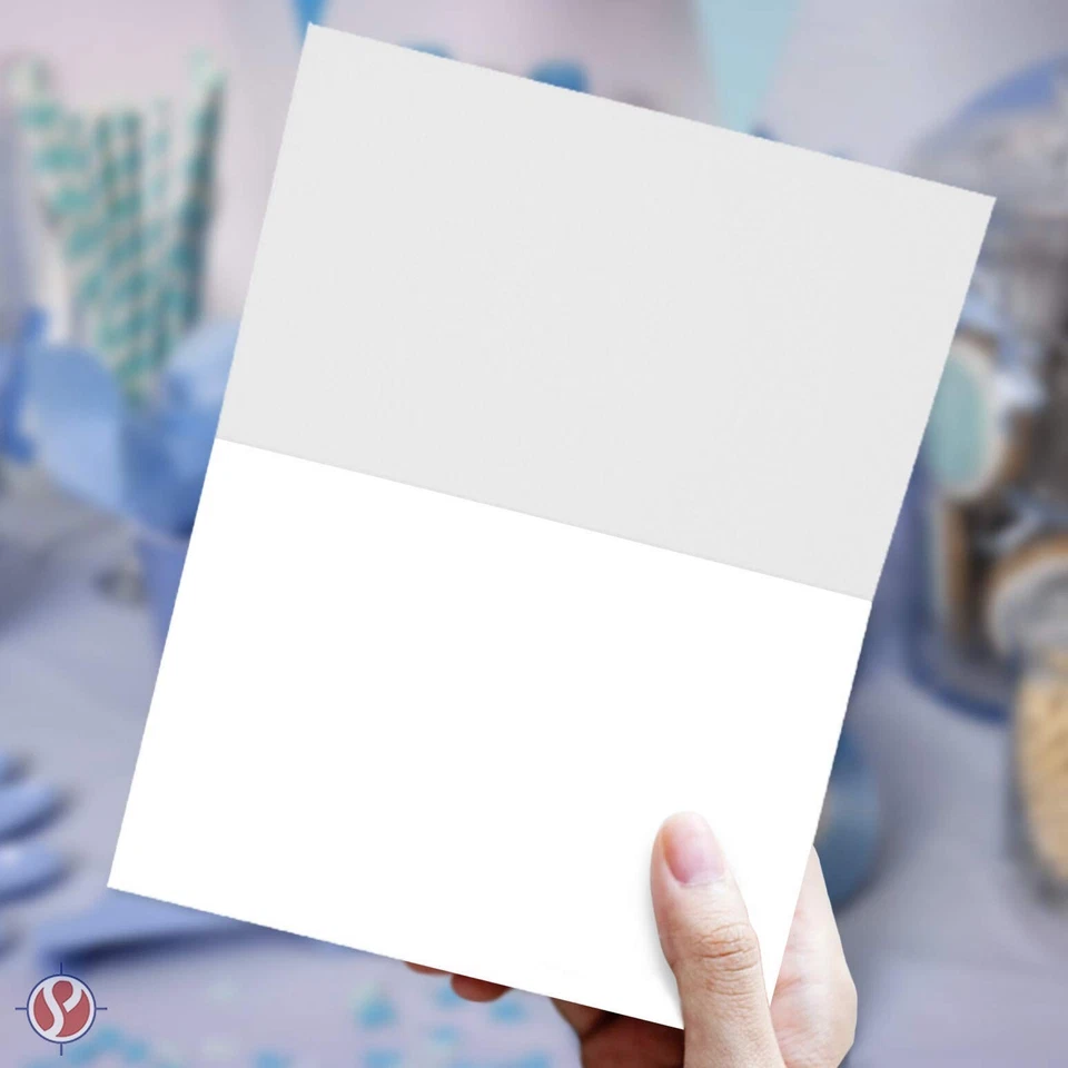 Голубые благодарственные открытки и конверты с аистом для мальчика - размер A2 - 25 в упаковке - Изображение 2 из 4