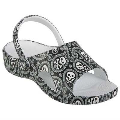 NEW Girl 11 12 13 Youth 2 DAWGS Loudmouth Slides Skulls Black Sandal FLip FLops
