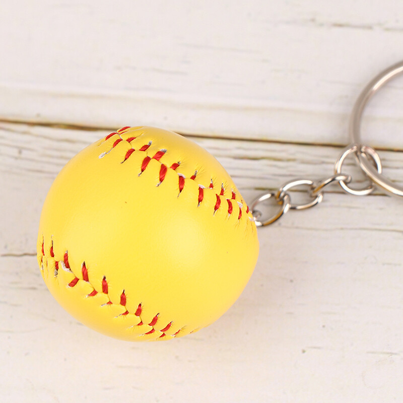 3D PU Colorful Mini Baseball Glove Wooden Bat Keychain Sports Car Key