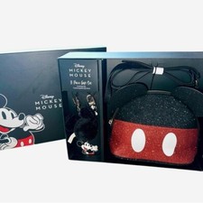 NIB Disney Mickey Mouse Mini Crossbody Purse Officially W. Keychain Set Glitter