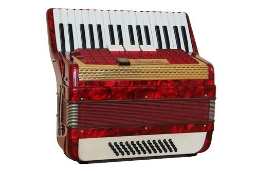 Working confirmed! YAMAHA Accordion YA-48 Red 34 Keyboard 48 Bass