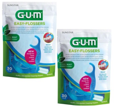 2x GUM Flossers Zahnseidesticks Zahnstocher gewachst Zahnseide Zahn Dental Reise