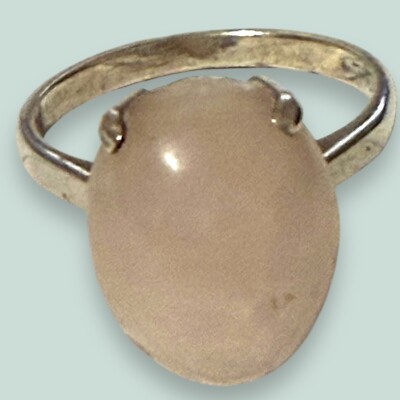 Vintage Cocktail Ring Silber und Rosenquarz Größe L
