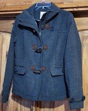 Hydraulic Coat Womens Large Gray Zipper Toggle Buttons Mid Length Pockets Euc