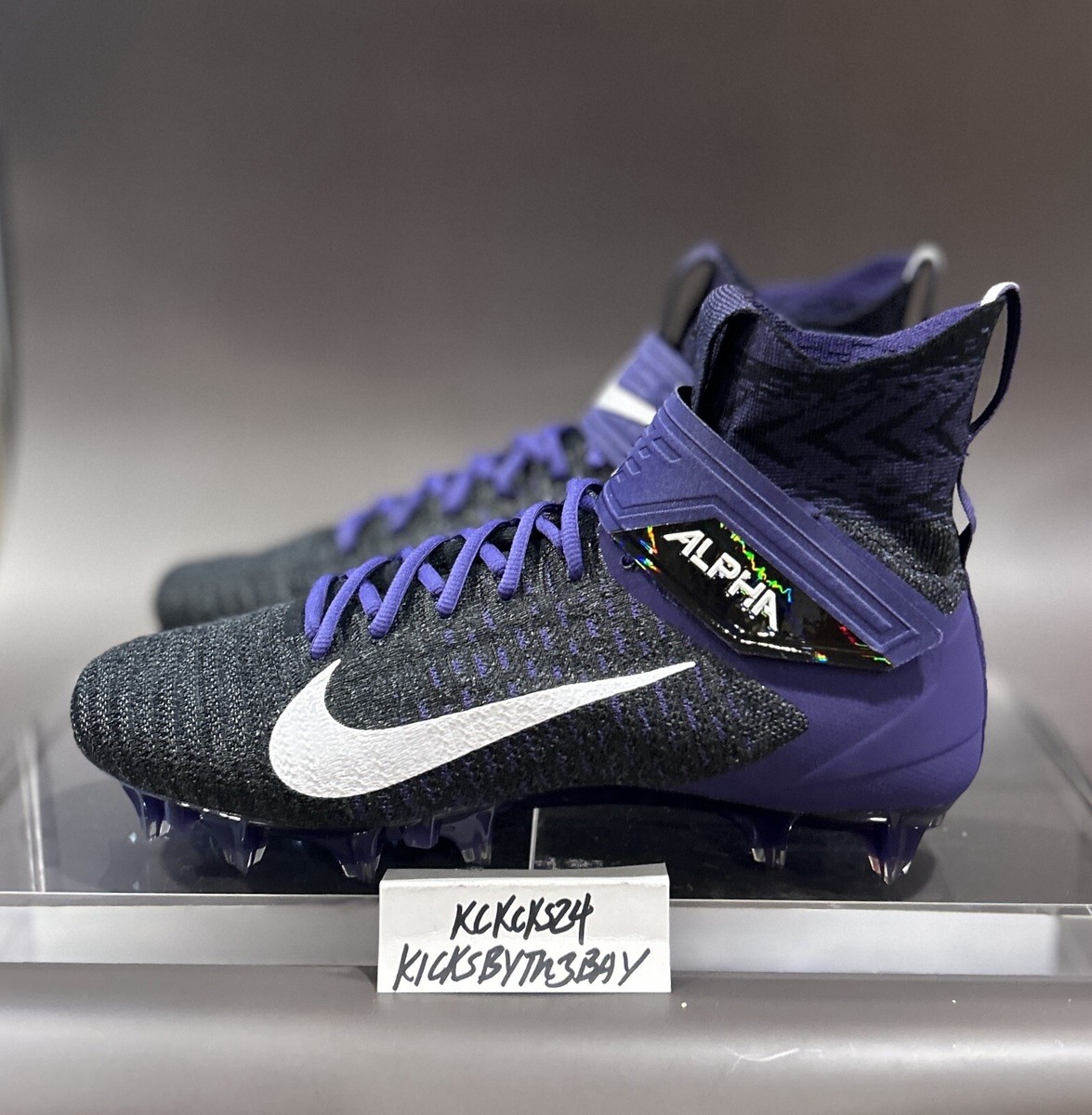 Size 11.5 Nike Alpha Menace Elite 2 Football Cleats Purple  display picture 2