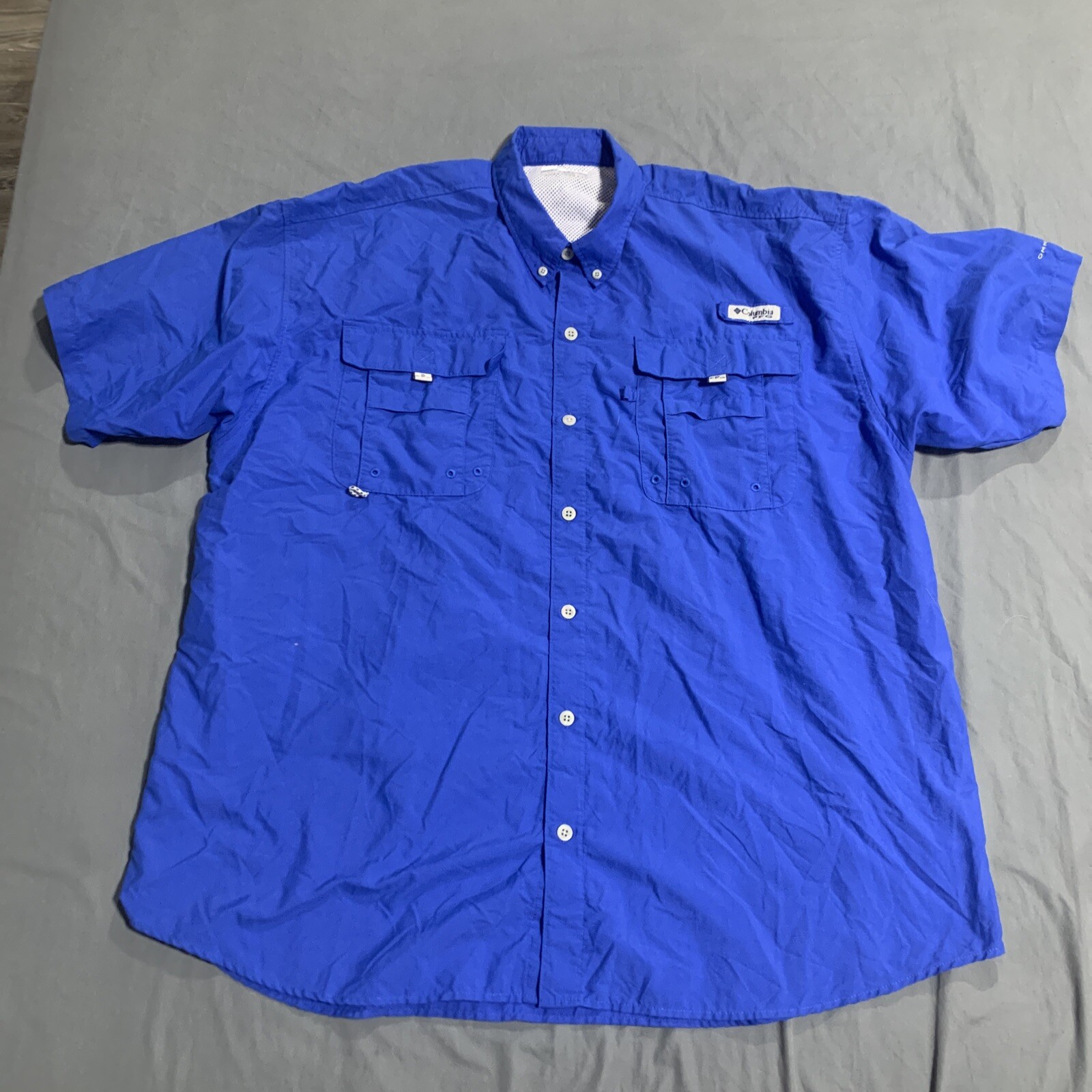 Chemise Columbia PFG Boutonnée Homme, Big 4X, Bleue, UPF30, Respirante Pour La Pêche